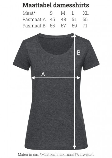 LFL retro T-shirt donkergrijs maattabel (dames)