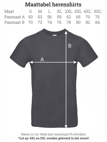 LFL retro T-shirt donkergrijs maattabel (heren)