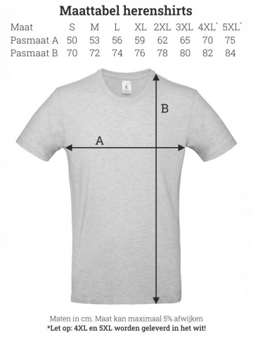 LFL retro T-shirt lichtgrijs maattabel (heren)