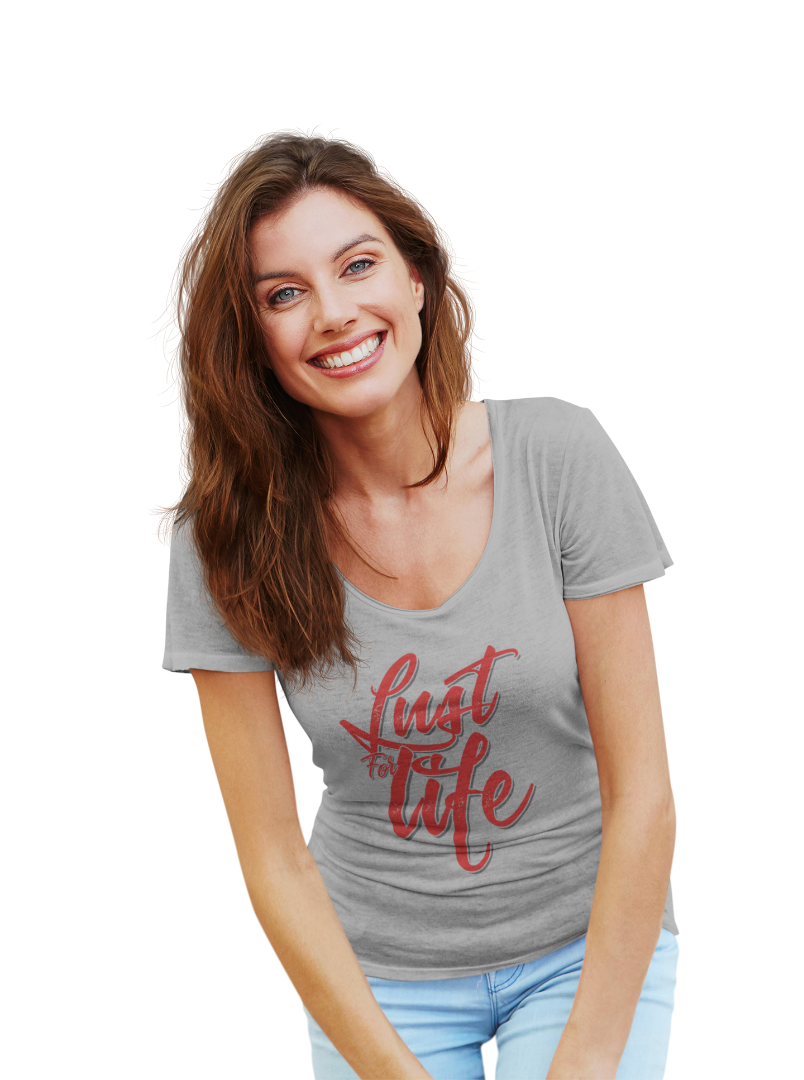 Lust For Life retro T shirt lichtgrijs Dames Paginatitel lflshop